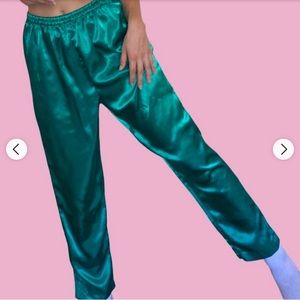 VTG Victoria Secret Emerald Green PJ Set SM Gold Label